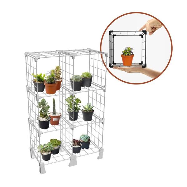 Imagem de Estante Aramada Suporte para Plantas Prateleira para Livros 6 Nichos de 20cm Floreira 65cm Altura