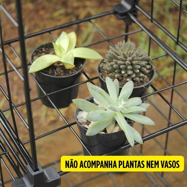 Imagem de Estante Aramada Suporte para Plantas Prateleira para Livros 6 Nichos de 20cm Floreira 65cm Altura