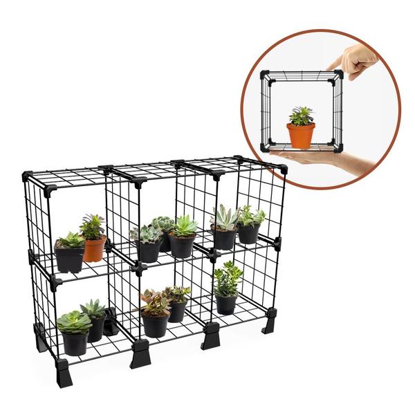 Imagem de Estante Aramada Suporte para Plantas Vasos Flores 6 Nichos Horizontal 45cm Altura Decoração Multiuso