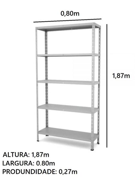 Imagem de Estante Armário De Aço 5 Bandejas 90cm Cinza Suporta 150kg