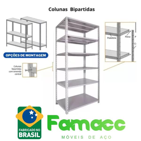 Imagem de Estante / Armario De Aço 60cm 6 Bandejas Cinza Suporta 540kg