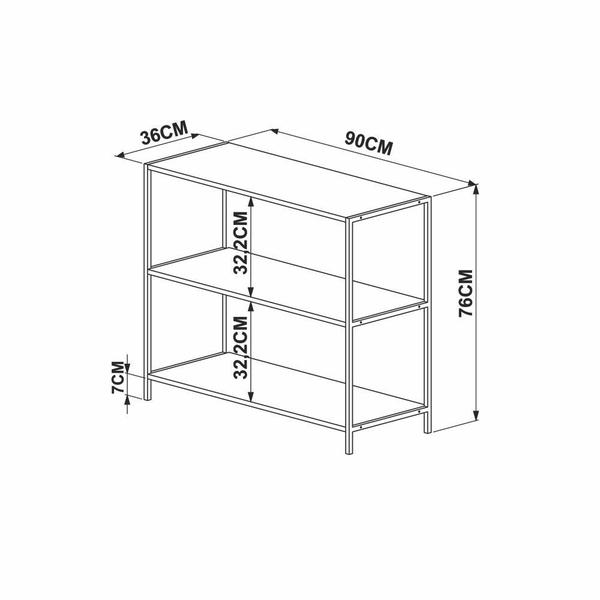 Imagem de Estante Baixa 90cm 3 prateleiras Estrutura metálica 27868 Steel Quadra Artesano