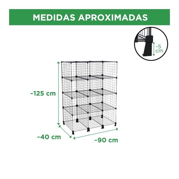 Imagem de Estante Balcão Aramado 40cm Profundidade 12 Nichos Branco Prateleira de Aço Livreiro