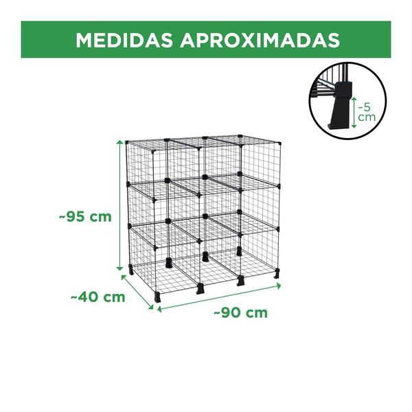 Imagem de Estante Balcão Aramado 40cm Profundidade 9 Nichos Preto 3x4