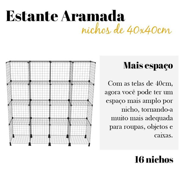 Imagem de Estante Balcão Expositor Aramado 16 Nichos com 40cm Branco