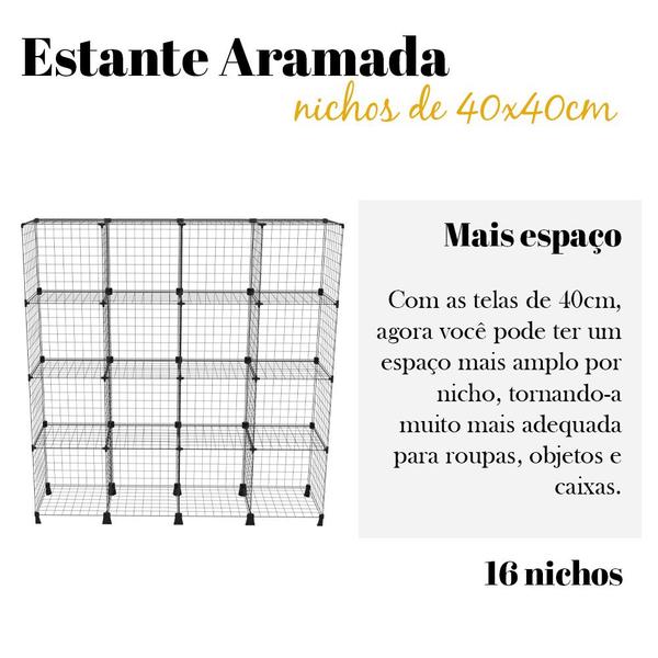 Imagem de Estante Balcão Expositor Aramado 16 Nichos com 40cm Preto