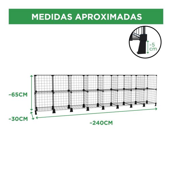 Imagem de Estante Balcão Expositor Aramado 16 Nichos Horizontal Branco