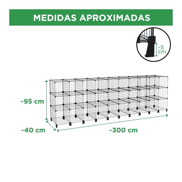 Imagem de Estante Balcão Expositor Aramado 30 Nichos Horizontal 40cm Profundidade Preto