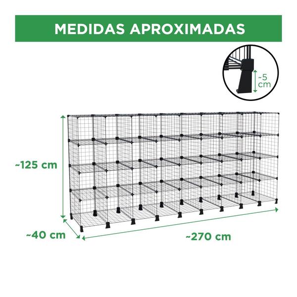 Imagem de Estante Balcão Expositor Aramado 36 Nichos Horizontal 40cm Profundidade Preto