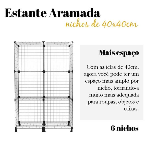 Imagem de Estante Balcão Expositor Aramado 6 Nichos Vertical com 40cm Preto