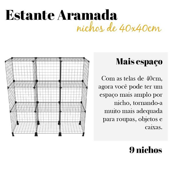 Imagem de Estante Balcão Expositor Aramado 9 Nichos com 40cm Preto