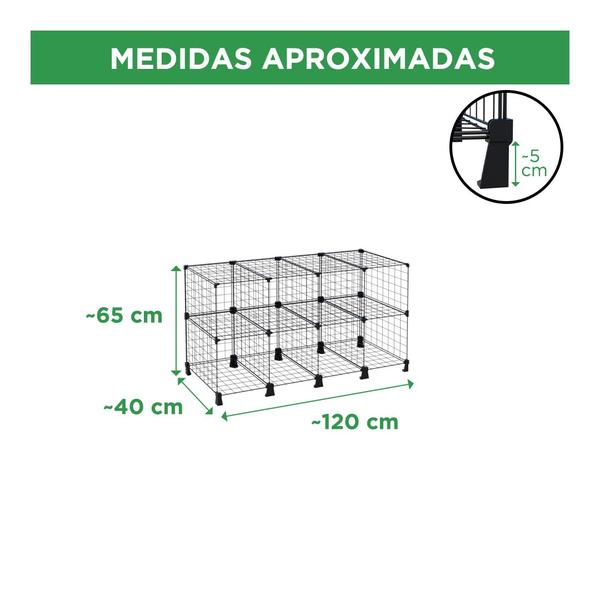 Imagem de Estante Balcão Prateleira Baixa Aramado 8 Nichos Horizontal 40cm Profundidade Branco