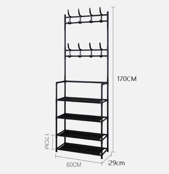 Imagem de Estante Cabideiro Arara Organizadora 4 Prateleiras 8 Ganchos Rack Organizador de Sapatos