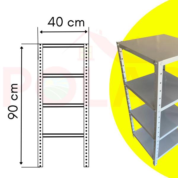 Imagem de Estante cinza aço 4 prateleiras 40 cm multiuso escritório