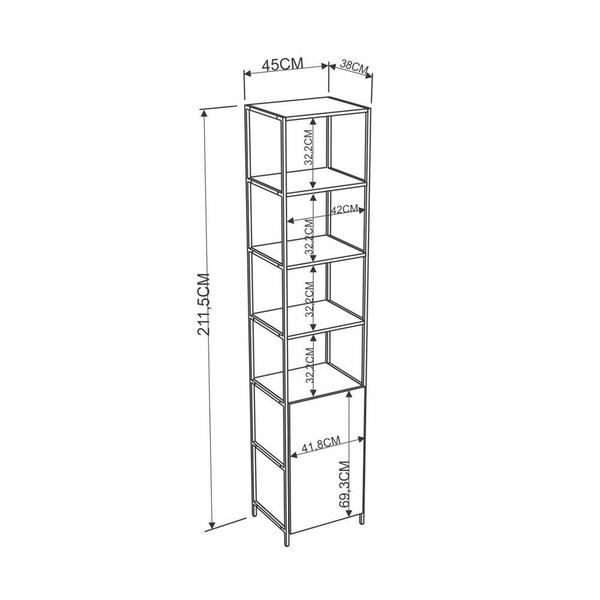 Imagem de Estante Clean Estilo Industrial 45cm com 1 Porta Clean Naturart