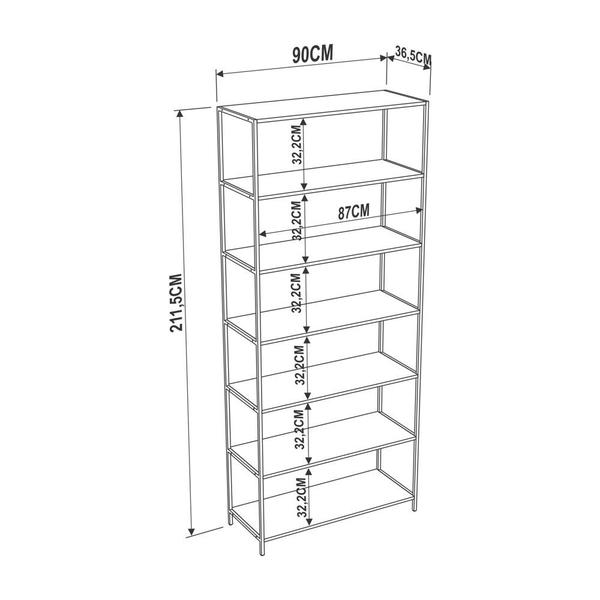 Imagem de Estante Clean Estilo Industrial 90cm com 6 Prateleiras Clean Naturart