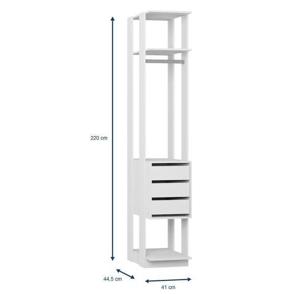 Imagem de Estante Closet 1003 com 3 Gavetas e 1 Cabideiro Branco