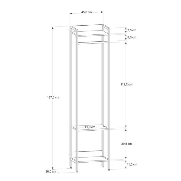 Imagem de Estante Closet Arara 187x45cm 3 Prateleiras Active Yescasa