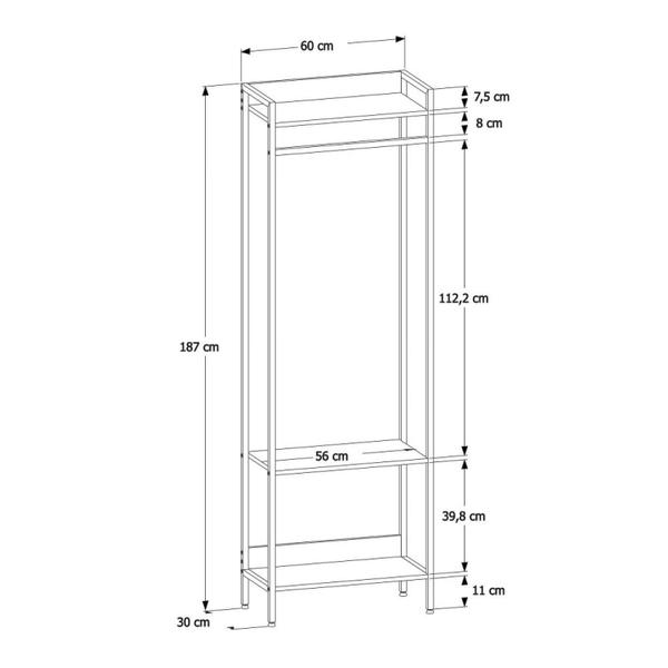 Imagem de Estante Closet Arara 187x60cm 3 Prateleiras Active Yescasa