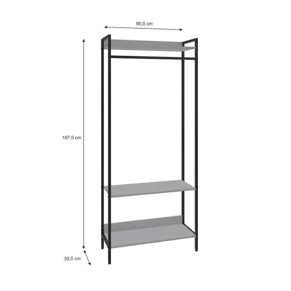 Imagem de Estante Closet Arara 187x80cm 3 Prateleiras Active Yescasa