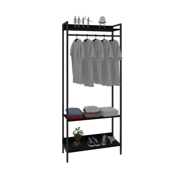 Imagem de Estante Closet Arara 187x80cm 3 Prateleiras Active Yescasa