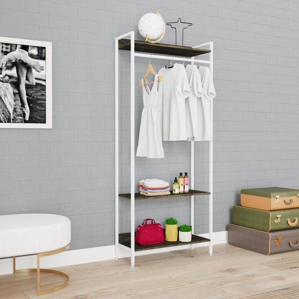 Imagem de Estante Closet Arara 187x80cm 3 Prateleiras Active Yescasa