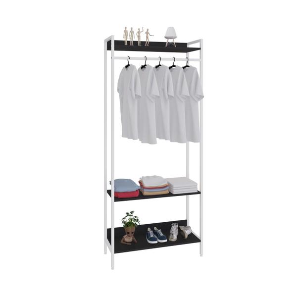 Imagem de Estante Closet Arara 187x80cm 3 Prateleiras Active Yescasa