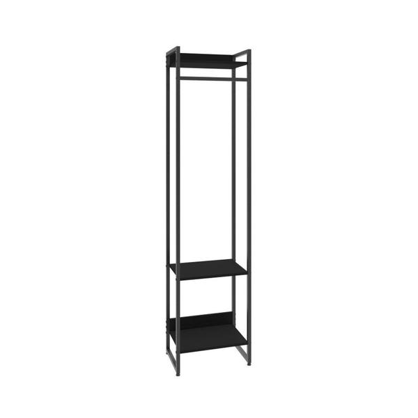 Imagem de Estante Closet Arara Industrial 3 Prateleiras 187x45cm Dynamica Preto Ônix / Est.Preta