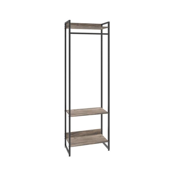 Imagem de Estante Closet Arara Industrial 3 Prateleiras 187x60cm Dynamica Yescasa Carvalho Dark/Preto