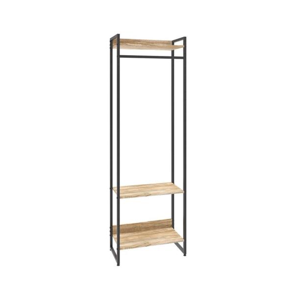 Imagem de Estante Closet Arara Industrial 3 Prateleiras 187x60cm Dynamica Yescasa Carvalho/Preto