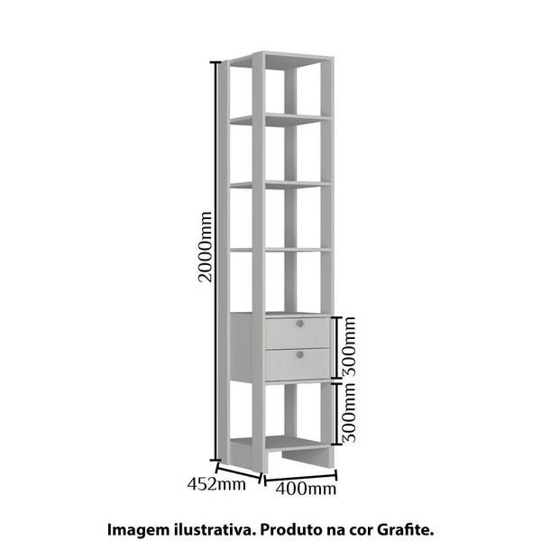 Imagem de Estante Closet com 2 Gavetas e 5 Nichos - Grafite