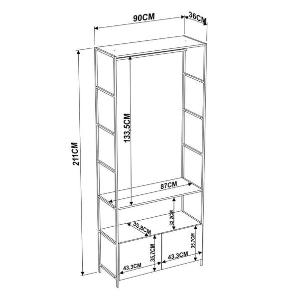 Imagem de Estante Closet Industrial com 2 Gavetas - Carvalho/Preto