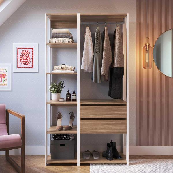 Imagem de Estante Closet Organizador Com 2 Gavetas e 1 Cabideiro 1,83m