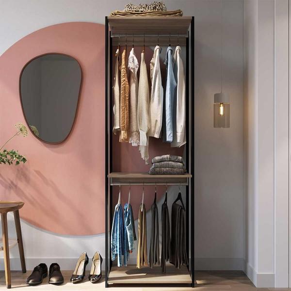 Imagem de Estante Closet Para Quarto Com 2 Cabideiros em Aço 1,83 m