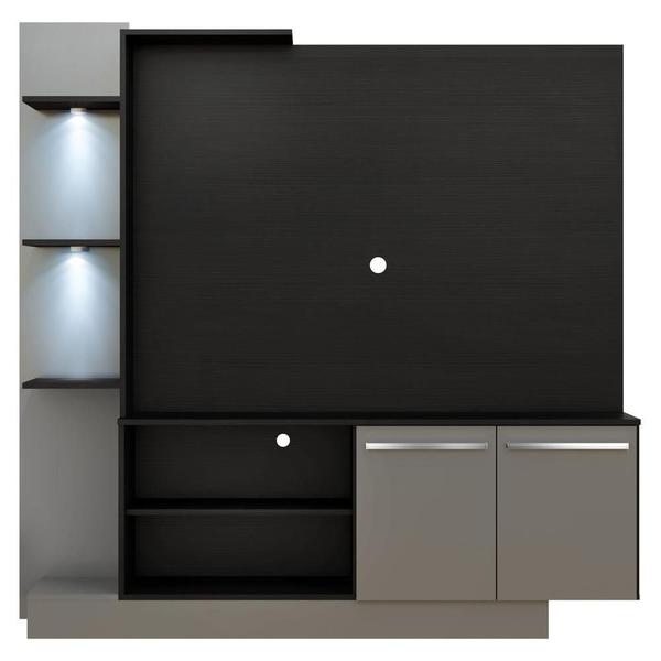 Imagem de Estante com 2 Leds Painel TV 55" e 2 portas Dallas Multimóveis Preto/Lacca Fumê