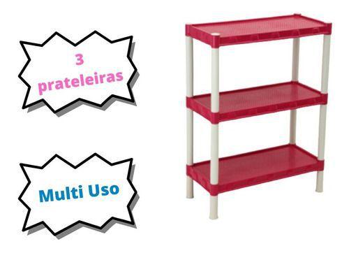 Imagem de Estante Com 3 Prateleiras Organizar Brinquedos Quarto - Rosa