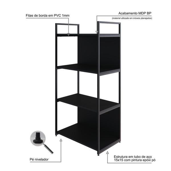 Estante com 4 Prateleiras 118x60x33cm com Fundo Yon - Metalig Imagem de Estante com 4 Prateleiras 118x60x33cm com Fundo Yon