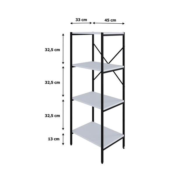 Imagem de Estante com 4 Prateleiras Tub Branca e Preta 45 cm