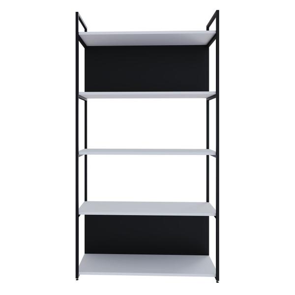 Imagem de Estante com 5 Prateleiras 152cm X 80cm X 33cm com Fundo Yon Branco/Preto