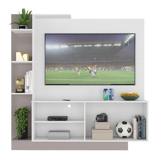 Imagem de Estante com Painel TV 55" e 2 portas França Multimóveis BR2473 Branco/ Lacca Fumê