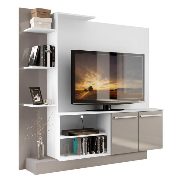 Imagem de Estante com Suporte para TV até 55" Multimóveis Denver FG3069 Branca/Lacca Fumê