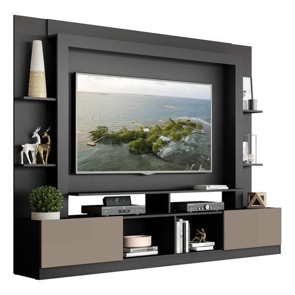 Imagem de Estante com Suporte para TV até 65" Multimóveis Oslo FG3386 Preta/Lacca Fumê