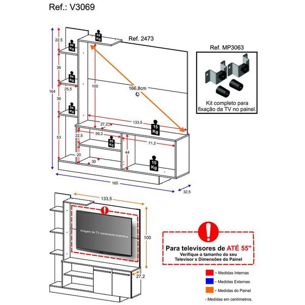 Imagem de Estante com Suporte TV 55'' Denver Multimóveis V3069