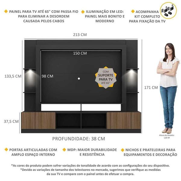 Imagem de Estante com Suporte TV 65" e Leds Berlim Multimóveis V3384