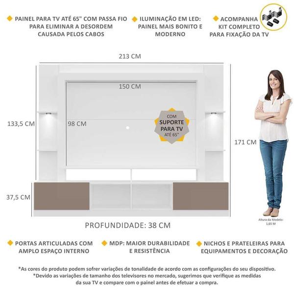 Imagem de Estante com Suporte TV 65" e Leds Berlim Multimóveis V3384