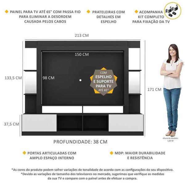 Imagem de Estante com Suporte TV 65" Prateleiras c/ Espelho Oslo Multimóveis V3385