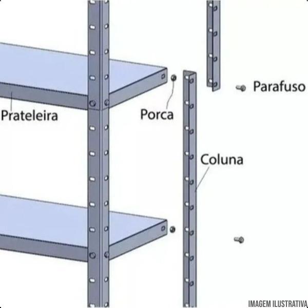 Imagem de Estante De Aço 194x92x30 6 Prateleiras Até 30kg Chapa 26