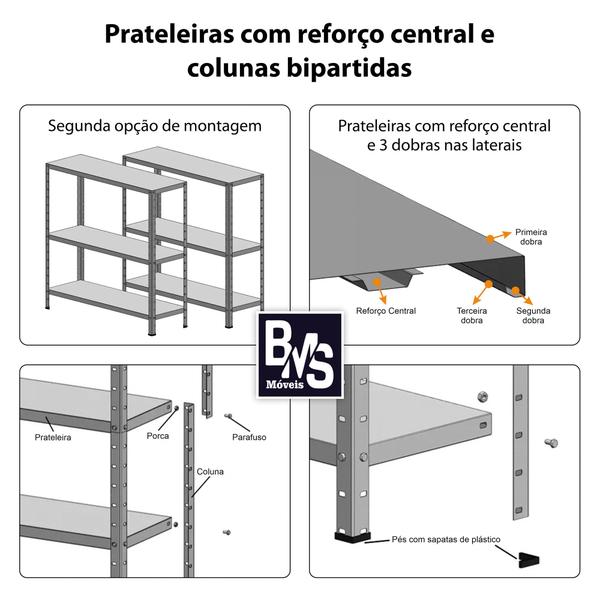 Imagem de Estante de Aço 6 Prateleiras 40cm Cinza Multiuso Com Defeito