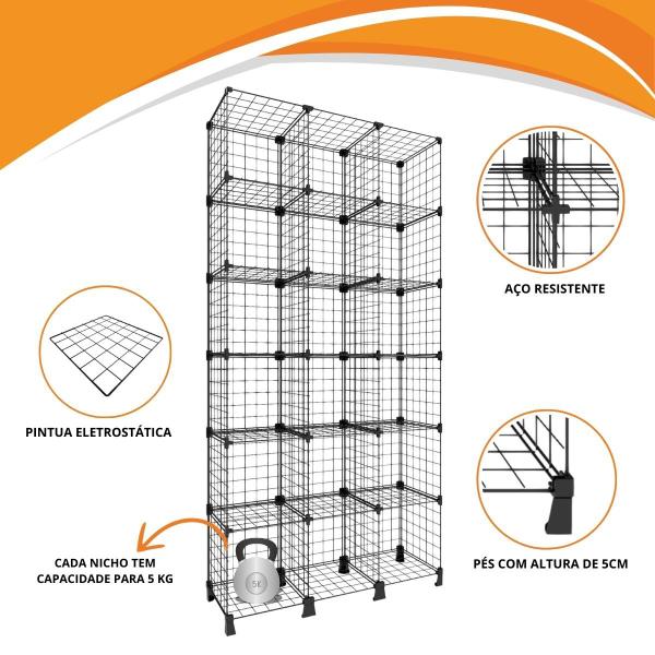 Imagem de Estante de Aço Aramado Organizador Brinquedos 18 Nicho Casa Loja Comercio Estoque Roupas Multiuso