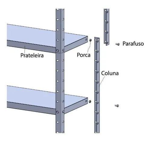 Imagem de Estante de aço bipartida c/6 prateleiras 30cm